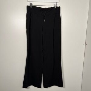 Lululemon Black Wide Leg Pants Yoga Lounge High Rise Drawstring Size 10
